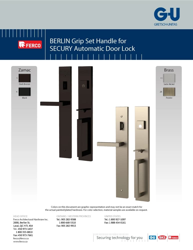 Berlin grip set catalog cover